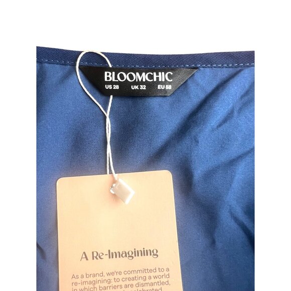 Bloomchic Plus Size 3X Blue Lace & Chiffon Maxi Dress With Flutter Sleeves - Picture 9 of 12